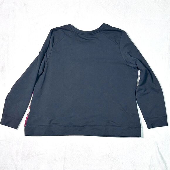 Susan Graver Weekend Black/Pink/White Printed Crewneck Knit Lg Sleeve Top Sz XL - Picture 5 of 7
